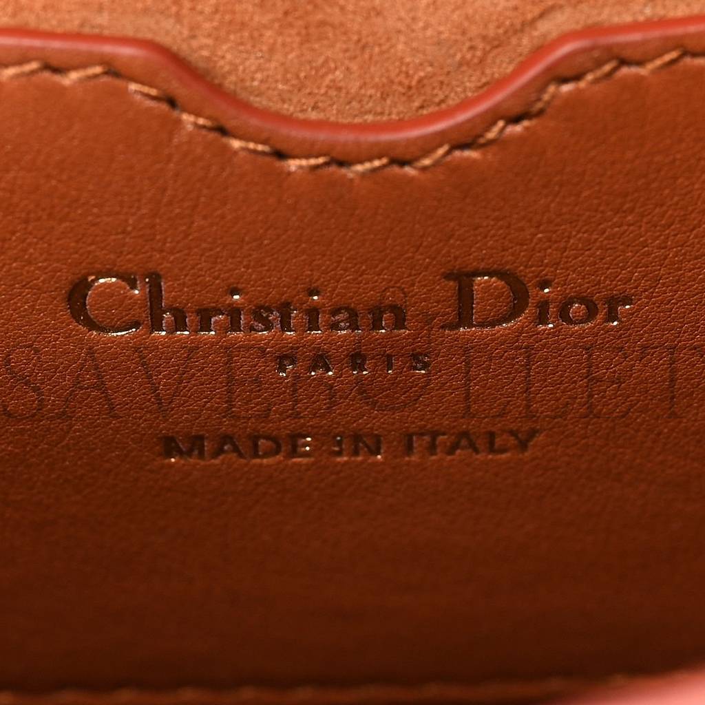 D*or grained calfskin medium whipstitched bobby bag dark tan (21*18*5.7cm)