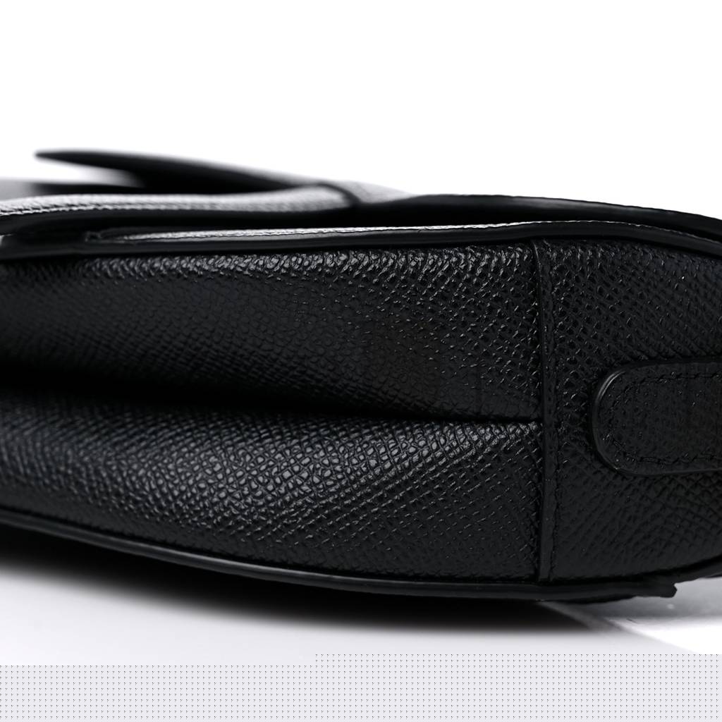 D*or grained calfskin mini saddle bag black (18*15*5.1cm)