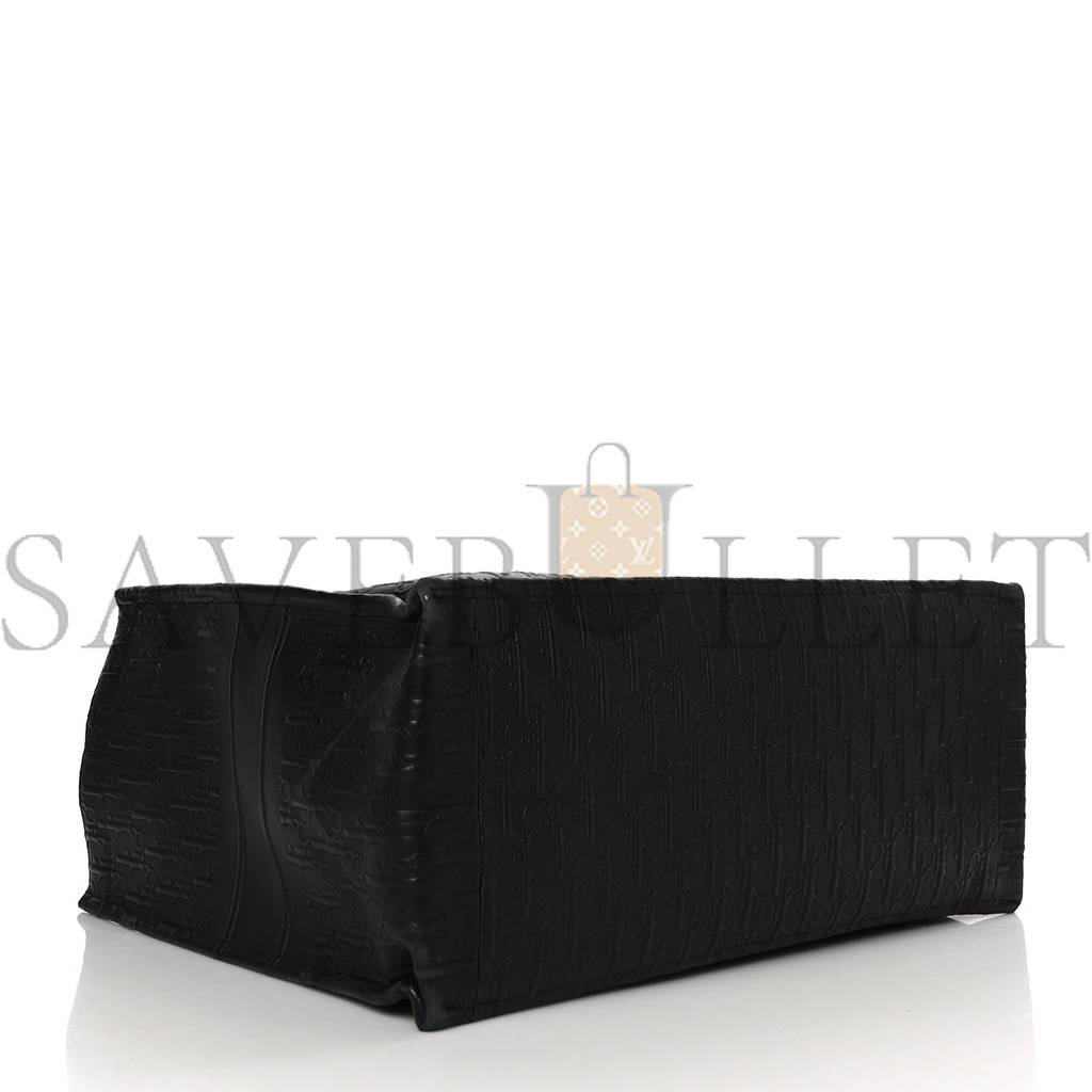 D*or oblique calfskin embossed large book tote black (42*34*18.4cm)