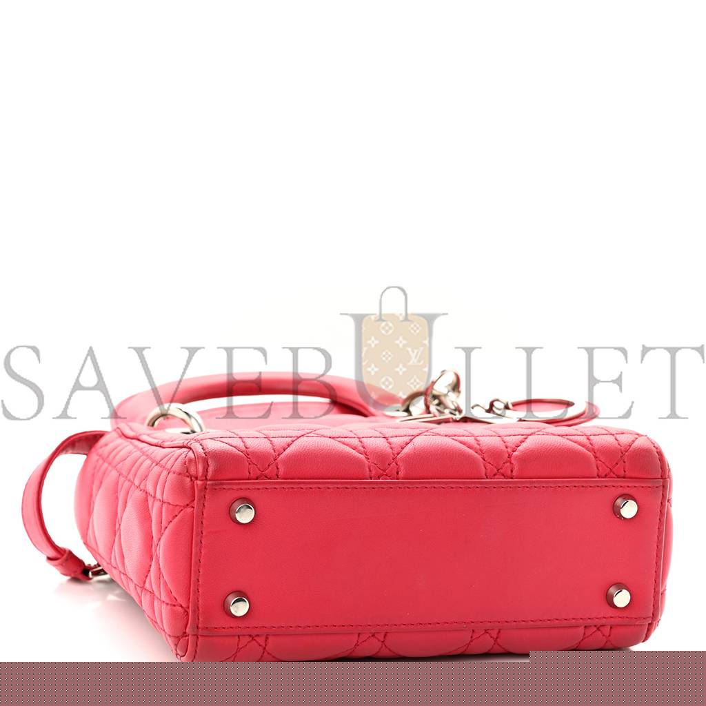 D*or lambskin cannage mini lady D*or fuchsia (17*15*7cm)