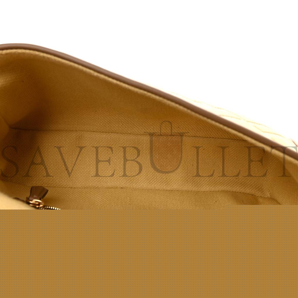 F**di raffia vitello king lucido ff embroidered baguette grano sand (28*15*6cm)