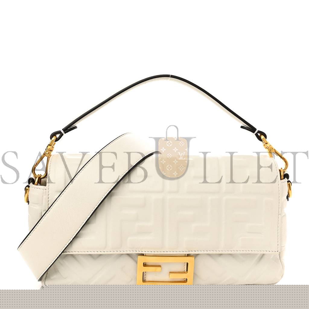 F**di nappa ff 1974 embossed baguette white (25*20*8cm)