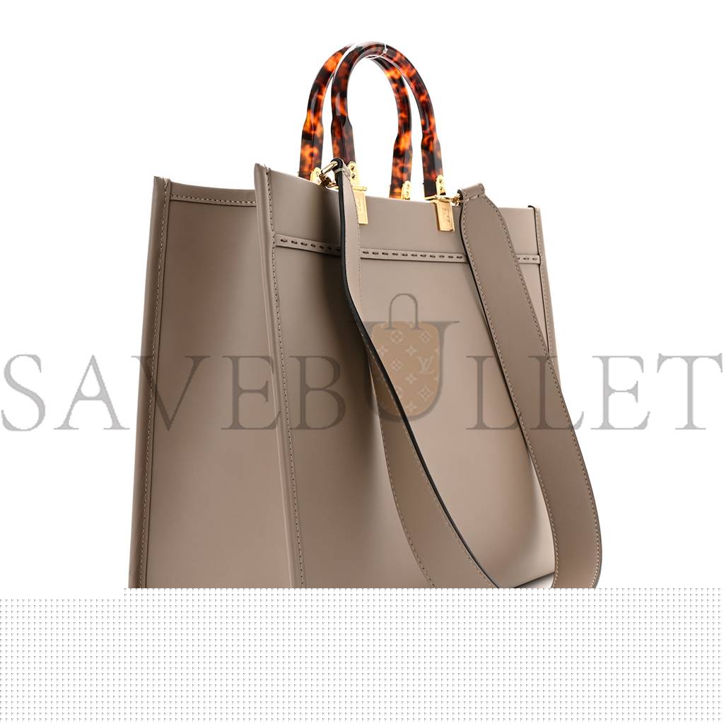 F**di vitello king plexiglass logo embossed medium F**di sunshine shopper tote tortora (36*30*16cm)